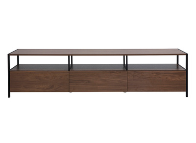 Fernsehmöbel in dunkler Walnuss-Holzoptik und schwarzem Metall L180 cm MAXENCE