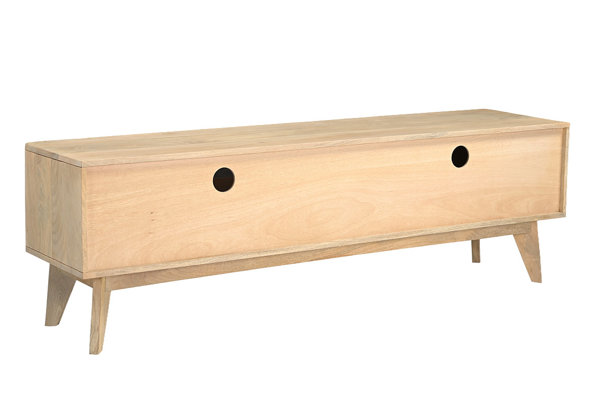 TV-M�bel ALDA aus massivem Mangoholz, L�nge 160 cm, mit Schiebet�r und Holzbeinen.
