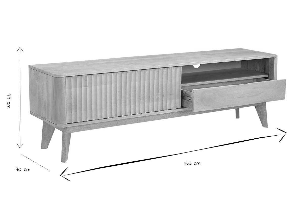 Abmessungen des TV-M�bels ALDA in Schwarz und Wei�: B160 cm, H40 cm, T40 cm
