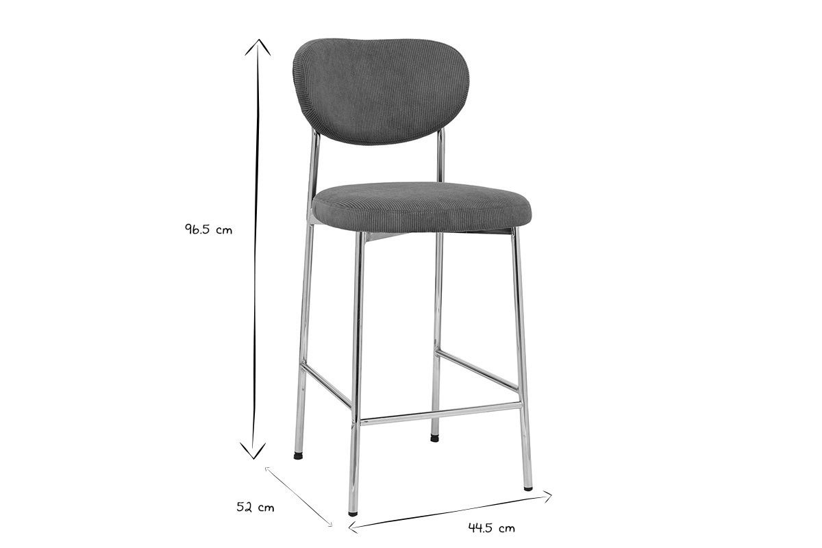 Abmessungen des festen Barhockers BREKA in Schwarz und Wei�: H96.5 cm, T52 cm, B44.5 cm