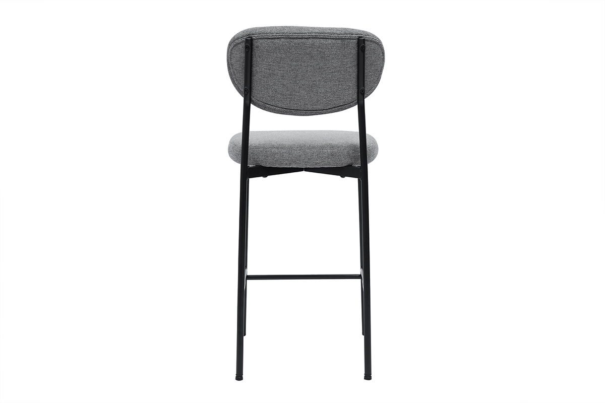 Feste Barhocker aus leicht grauem Textur-Veloursstoff H65 cm (Set mit 2) BREKA