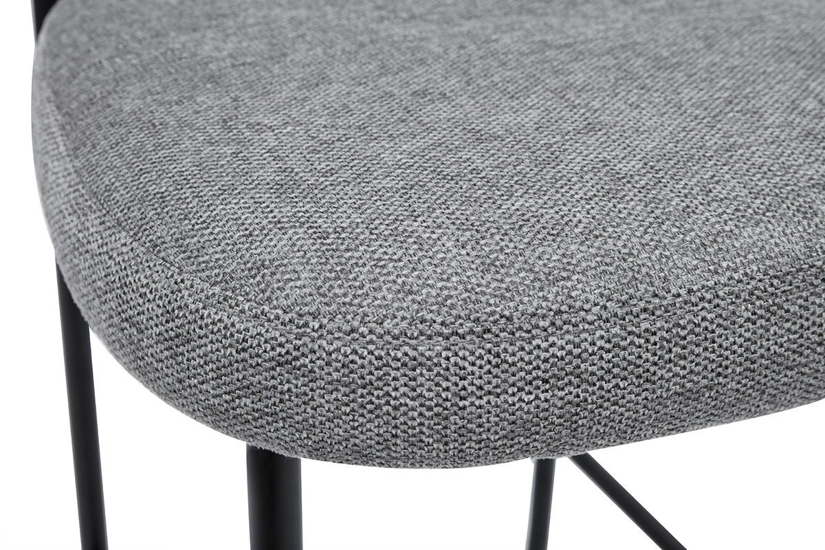 Feste Barhocker aus leicht grauem Textur-Veloursstoff H65 cm (Set mit 2) BREKA