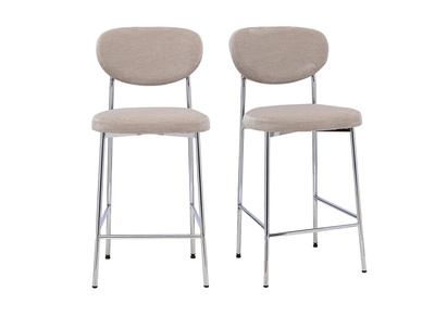 Feste Barhocker aus Stoff in taupe Samtoptik H65 cm (Set von 2) BREKA