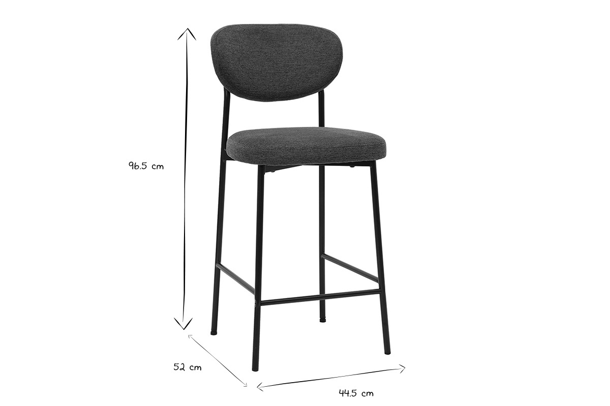 Abmessungen des Barhockers BREKA: H96,5 cm, T52 cm, B44,5 cm in Schwarz und Wei�.