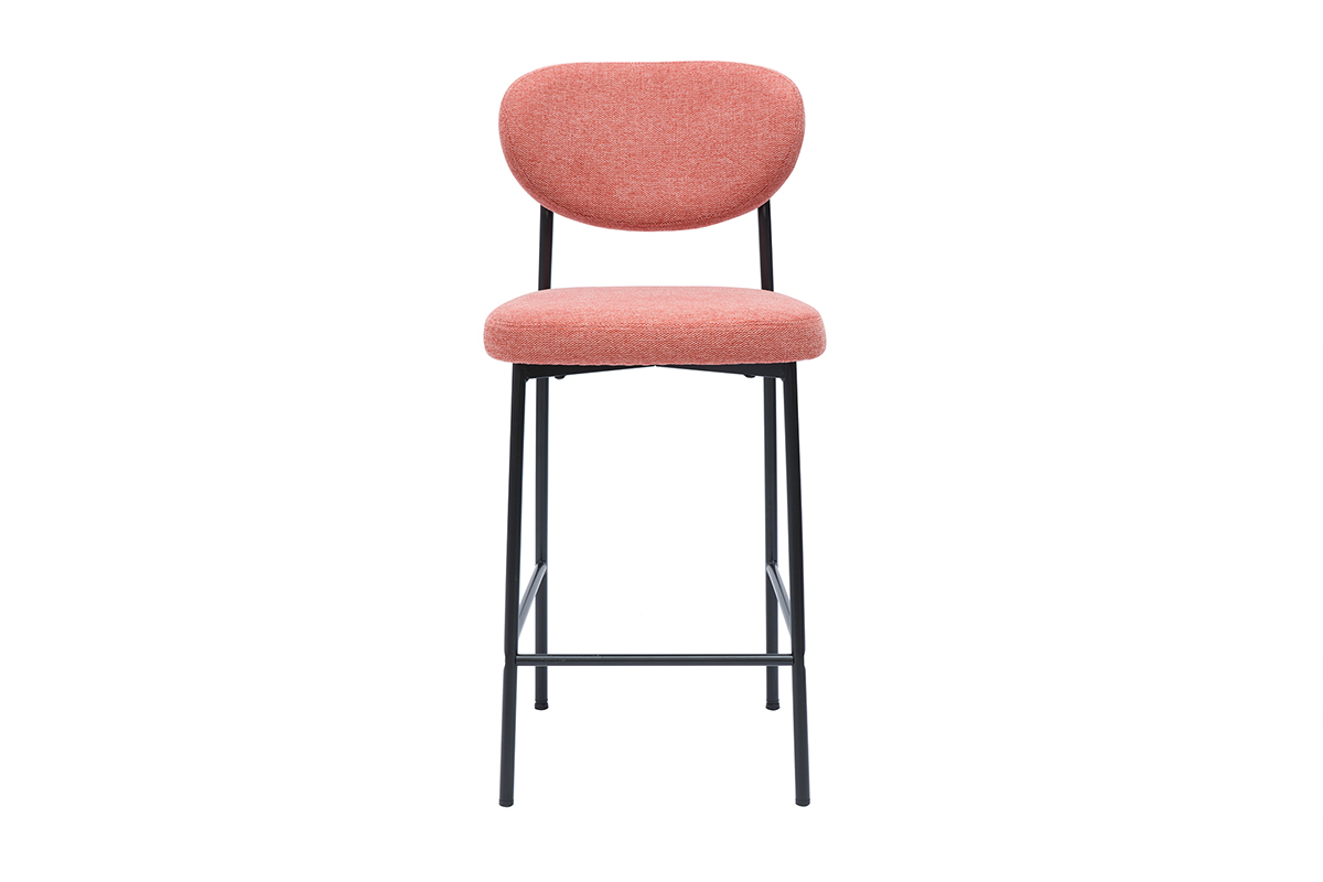 Feste Barhocker aus terrakottafarbenem Textur-Veloursstoff H65 cm (2er-Set) BREKA