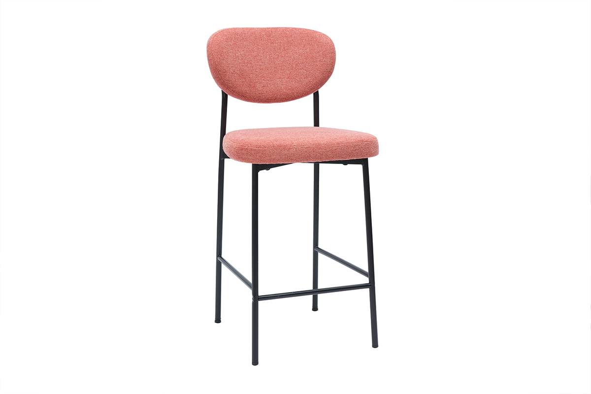 Feste Barhocker aus terrakottafarbenem Textur-Veloursstoff H65 cm (2er-Set) BREKA