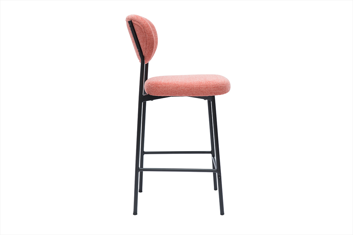 Feste Barhocker aus terrakottafarbenem Textur-Veloursstoff H65 cm (2er-Set) BREKA