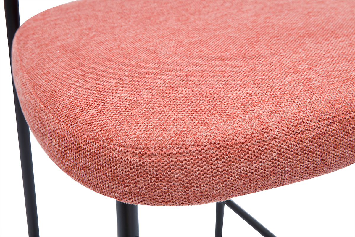 Feste Barhocker aus terrakottafarbenem Textur-Veloursstoff H65 cm (2er-Set) BREKA