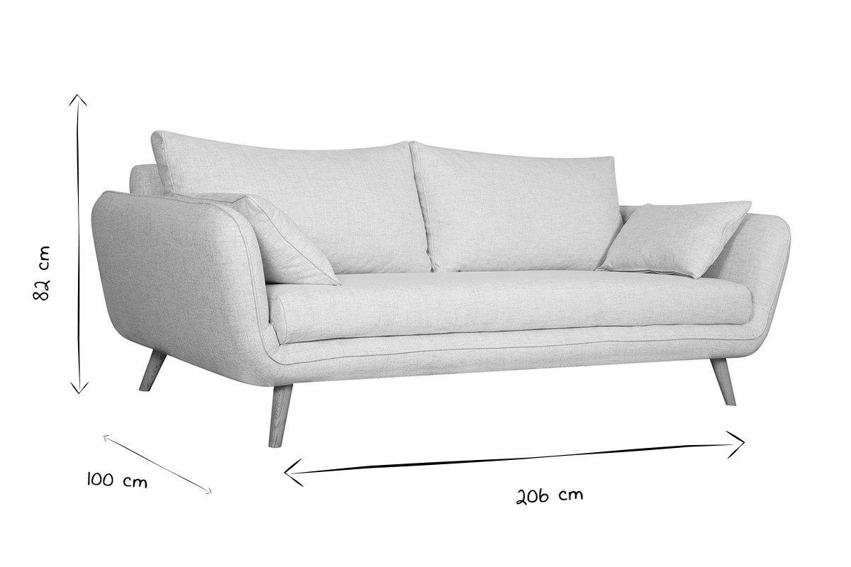 Feststehendes 3-Sitzer-Sofa in Pfauenblau CREEP