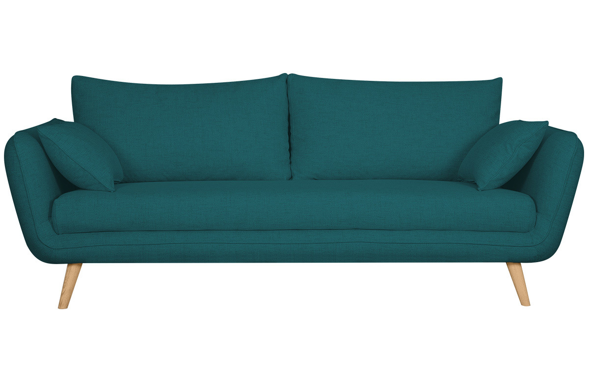 Feststehendes 3-Sitzer-Sofa in Pfauenblau CREEP