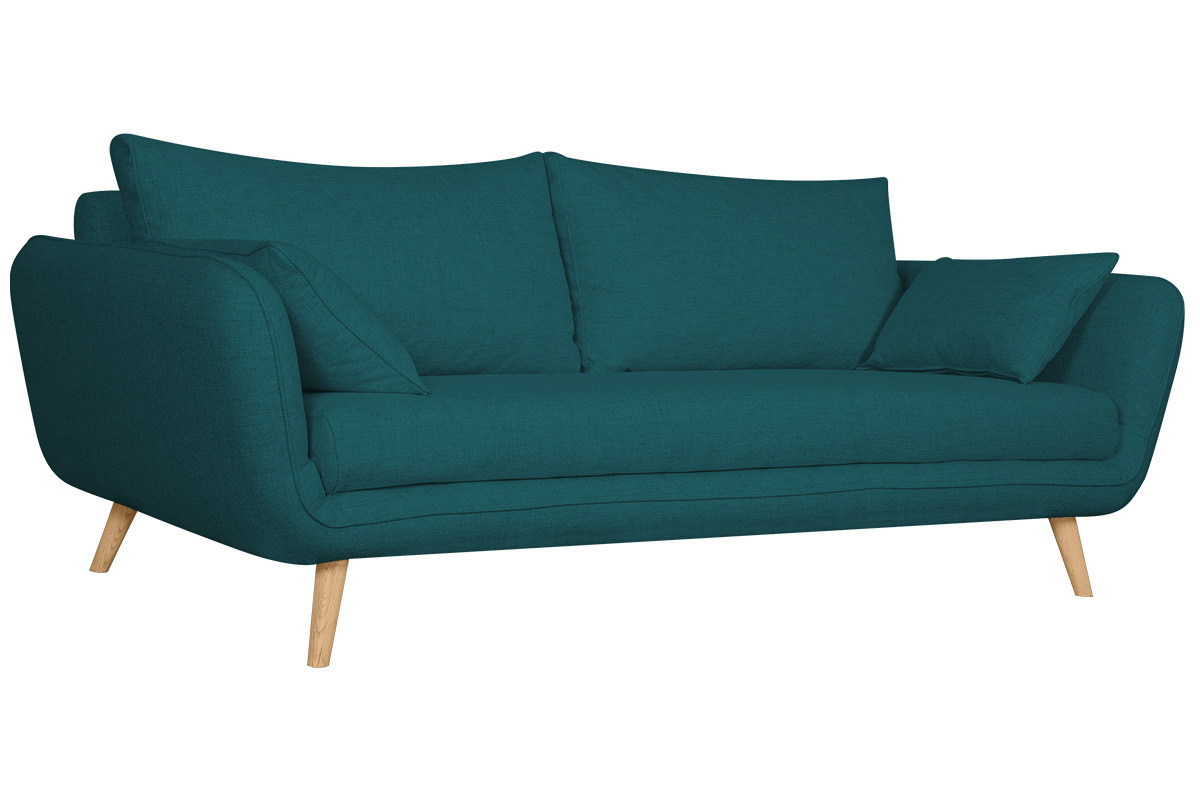 Feststehendes 3-Sitzer-Sofa in Pfauenblau CREEP
