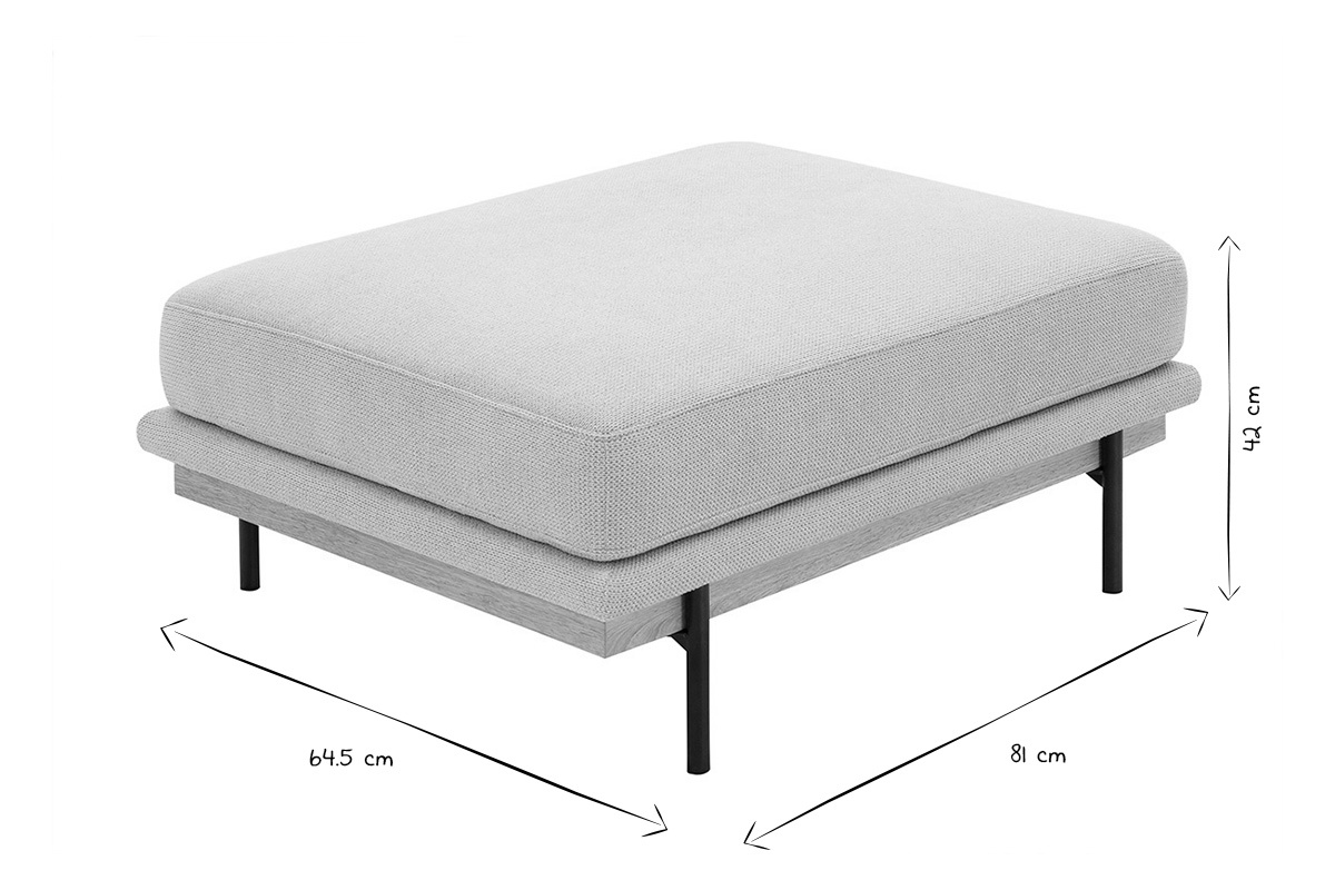 Sitzhocker TODD schwarz und wei� mit den Ma�en L81 x B64.5 x H42 cm angezeigt.