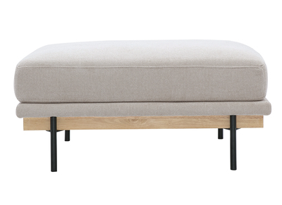 Fu&szlig;hocker aus beigefarbenem Chenille-Stoff und schwarzem Metall TODD