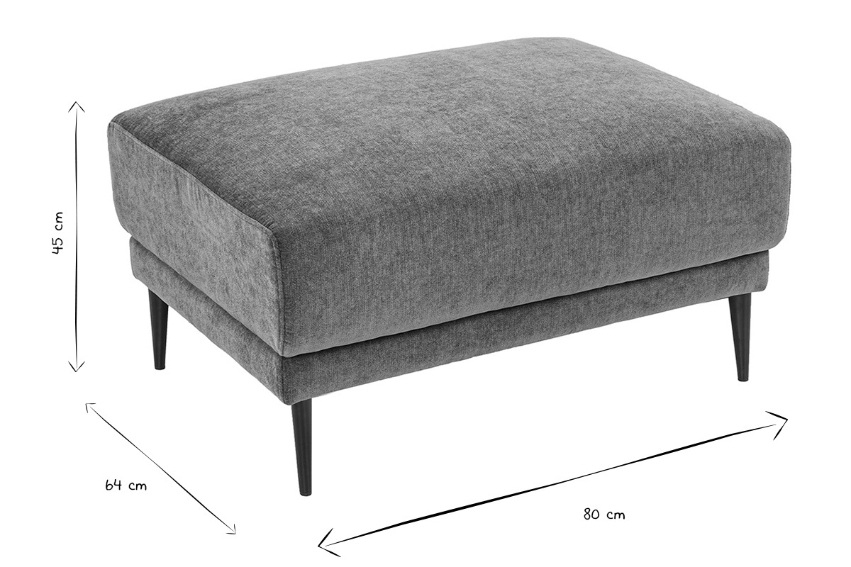 Ma�e des JERRY Fu�hockers: B80 x T64 x H45 cm, in Schwarz und Wei�.