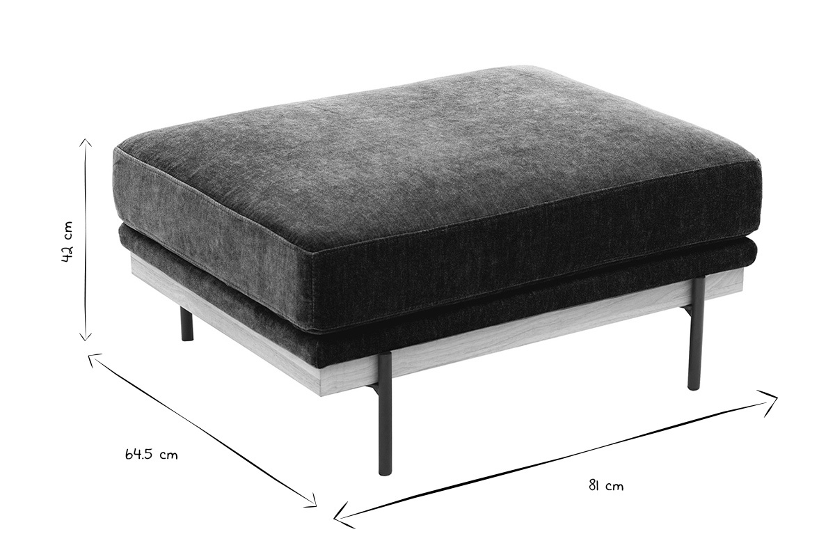 Abmessungen des Hocker-Fu�hockers TODD: B81 x T64,5 x H42 cm, in Schwarz und Wei�.