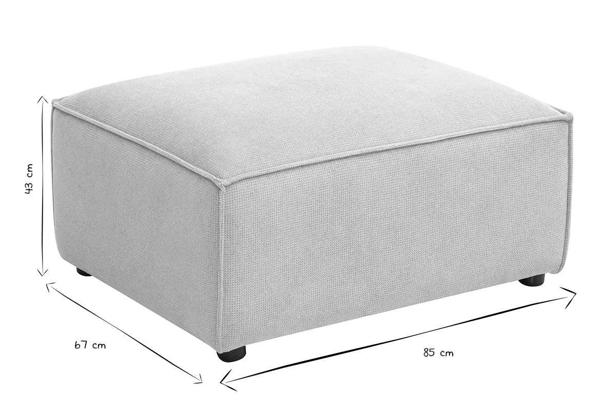 Fuhocker aus Stoff in texturiertem Beige Samteffekt SPLIT