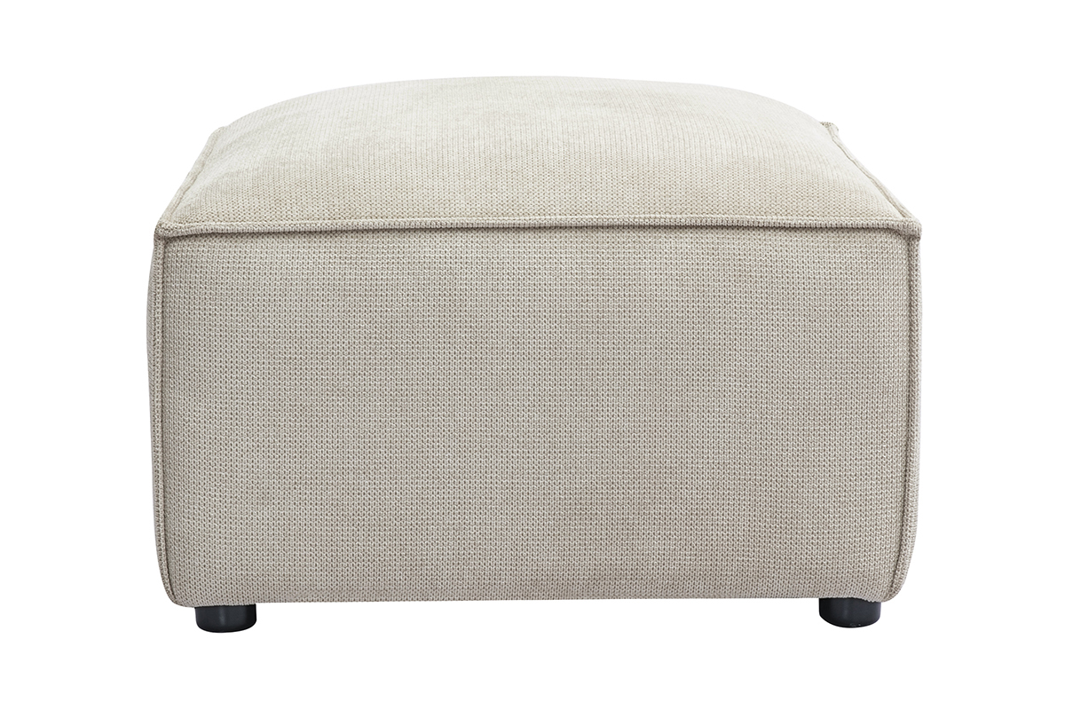Fuhocker aus Stoff in texturiertem Beige Samteffekt SPLIT