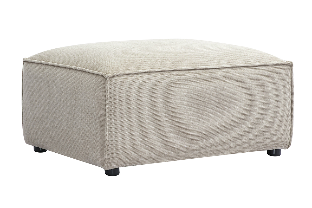 Fuhocker aus Stoff in texturiertem Beige Samteffekt SPLIT