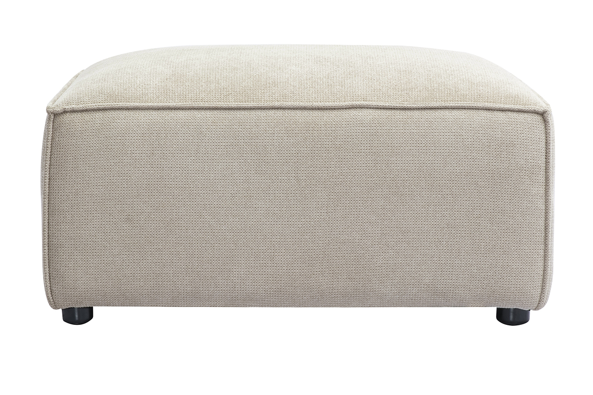 Fuhocker aus Stoff in texturiertem Beige Samteffekt SPLIT