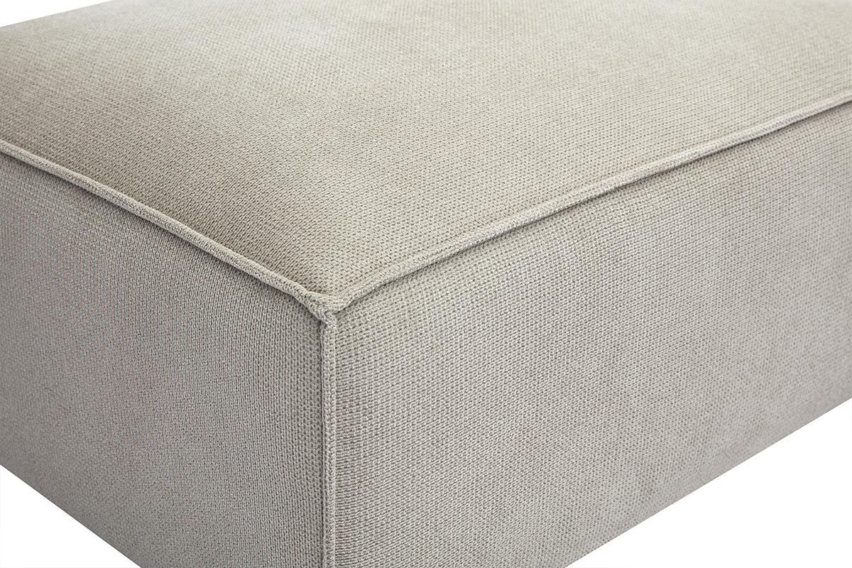 Fuhocker aus Stoff in texturiertem Beige Samteffekt SPLIT