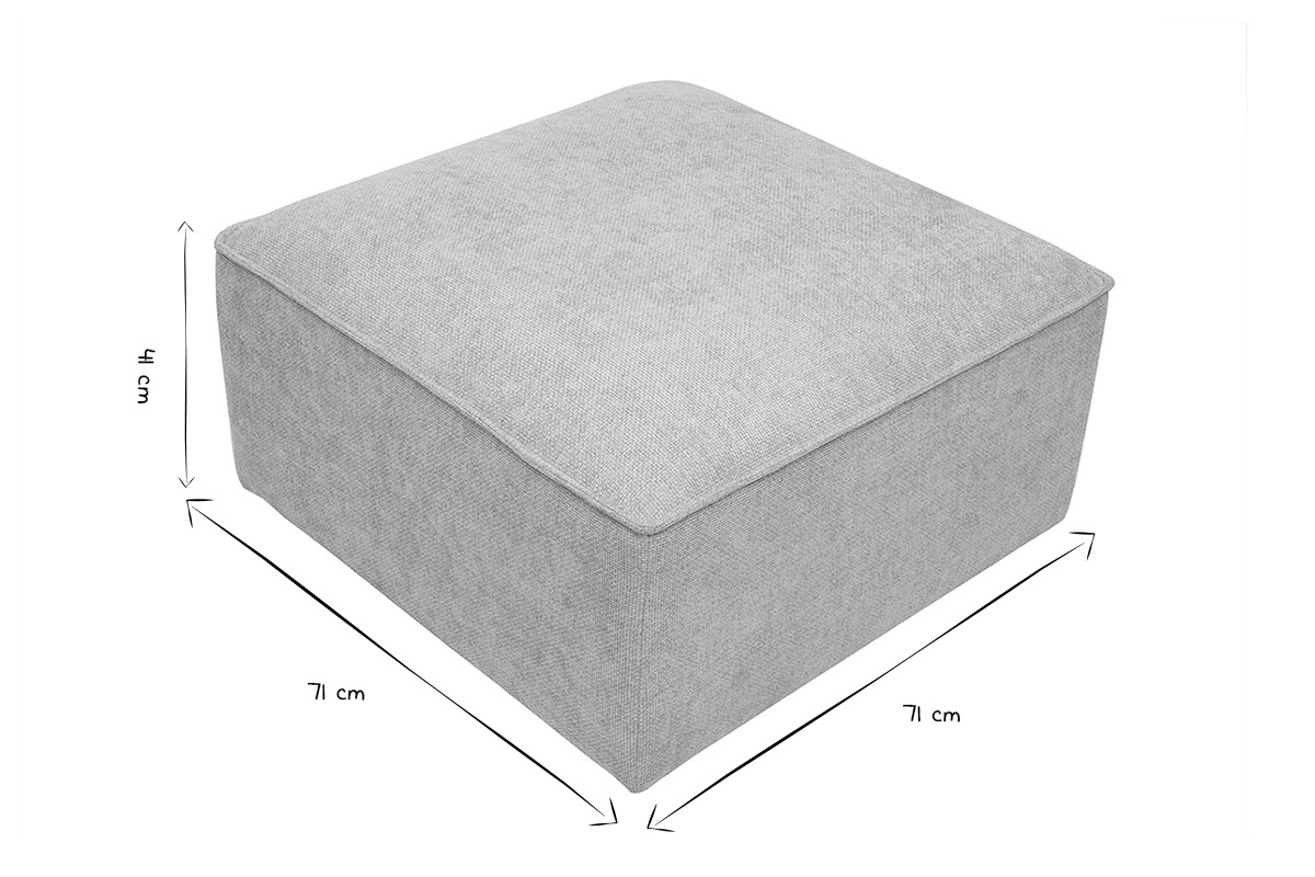 Ma�e des Hockers KERRY: 71 cm x 71 cm x 41 cm in Schwarz und Wei�.