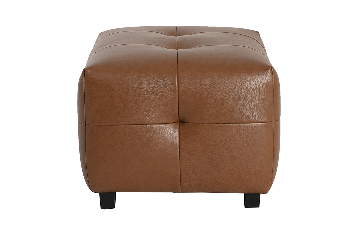 Brauner Lederhocker CORTO, Seitenansicht.