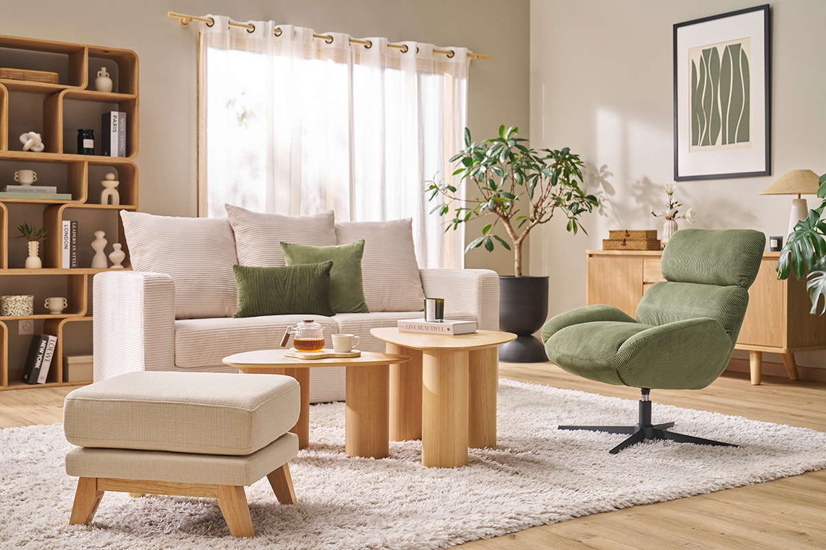 Fusttze skandinavisch abziehbar in Beige OSLO