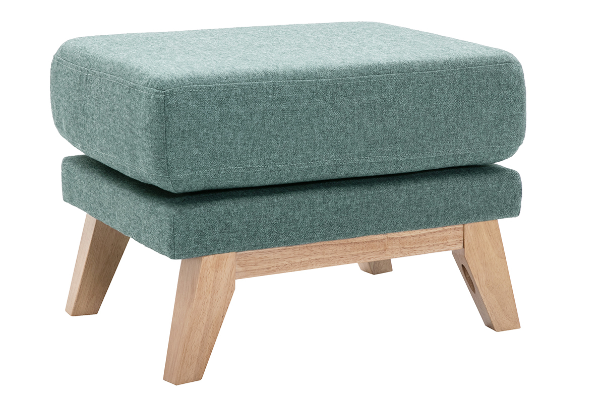 Fusttze skandinavisch mit abnehmbarem Bezug aus graugrnem Stoff und hellem Holz OSLO
