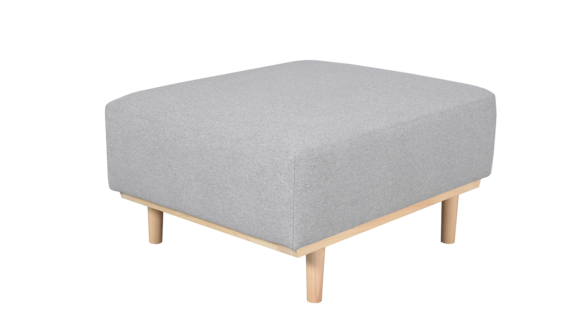 Fußstützen-Modul für Sofa aus grau-meliertem Stoff und massivem Buchenholz MORRIS