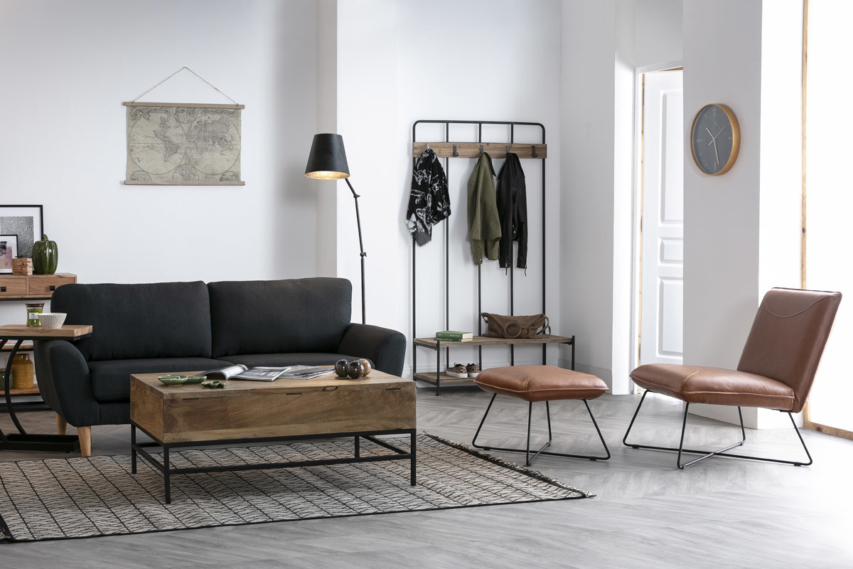 Garderobenst�nder mit Bank und Garderobe Holz und Metall GIRO