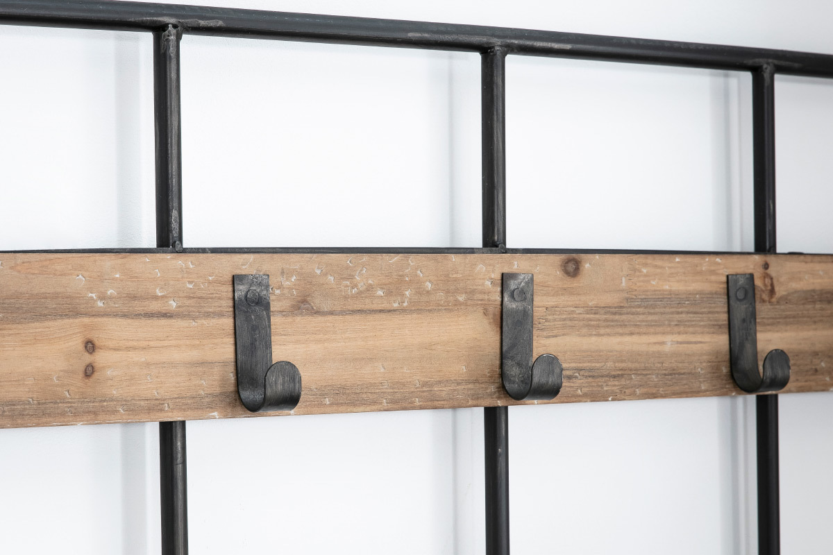 Garderobenst�nder mit Bank und Garderobe Holz und Metall GIRO