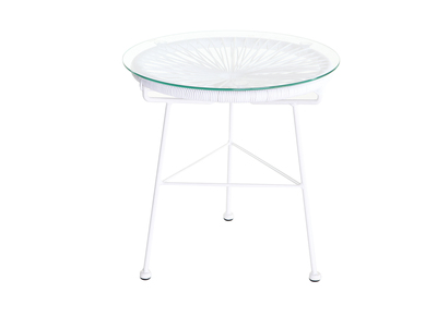 Garten Beistelltisch aus Resindr&auml;hten Wei&szlig; BELLAVISTA