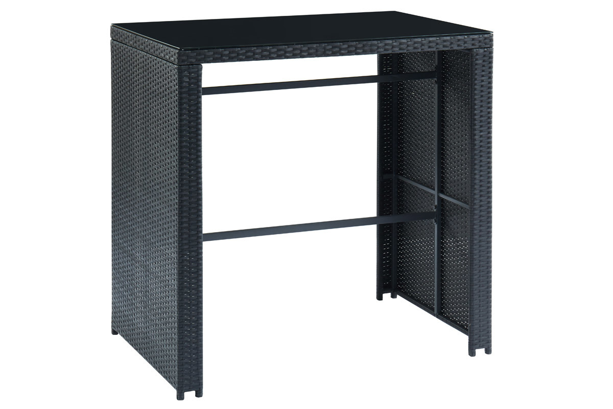 Garten-Wohnzimmer aus schwarzem Harzgeflecht mit Bartisch und 4 St�hlen JAVEA