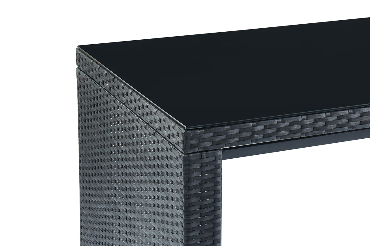 Garten-Wohnzimmer aus schwarzem Harzgeflecht mit Bartisch und 4 St�hlen JAVEA