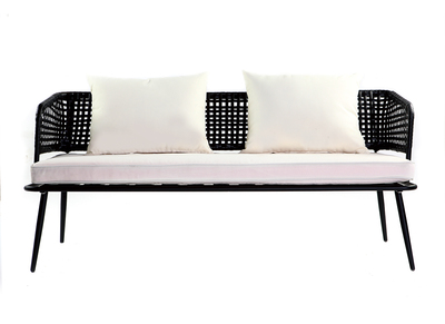 Gartenbank MONACO aus schwarzem Kunststoffgeflecht