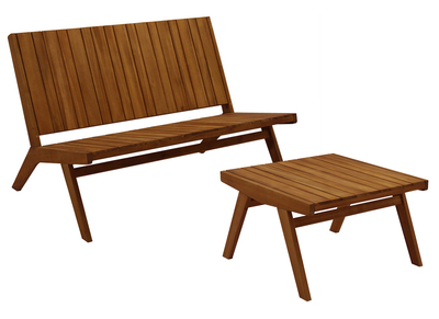 Gartenmöbel Bank 2-Sitzer und Couchtisch aus Massivholz TIDAK