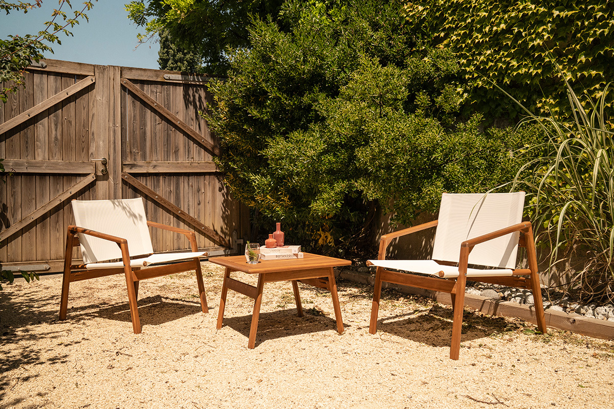 Gartenm�bel-Set in Wei� und Massivholz PADANG