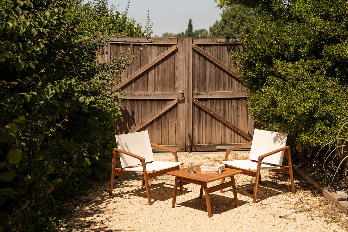 Gartenm�bel-Set in Wei� und Massivholz PADANG
