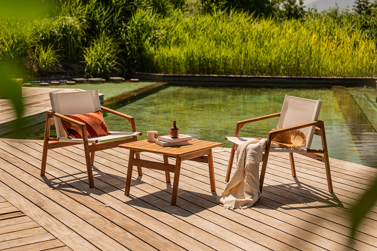 Gartenm�bel-Set in Wei� und Massivholz PADANG