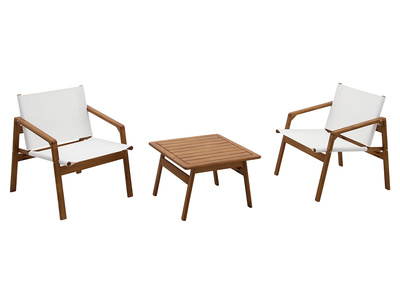 Gartenm&ouml;bel-Set in Wei&szlig; und Massivholz PADANG