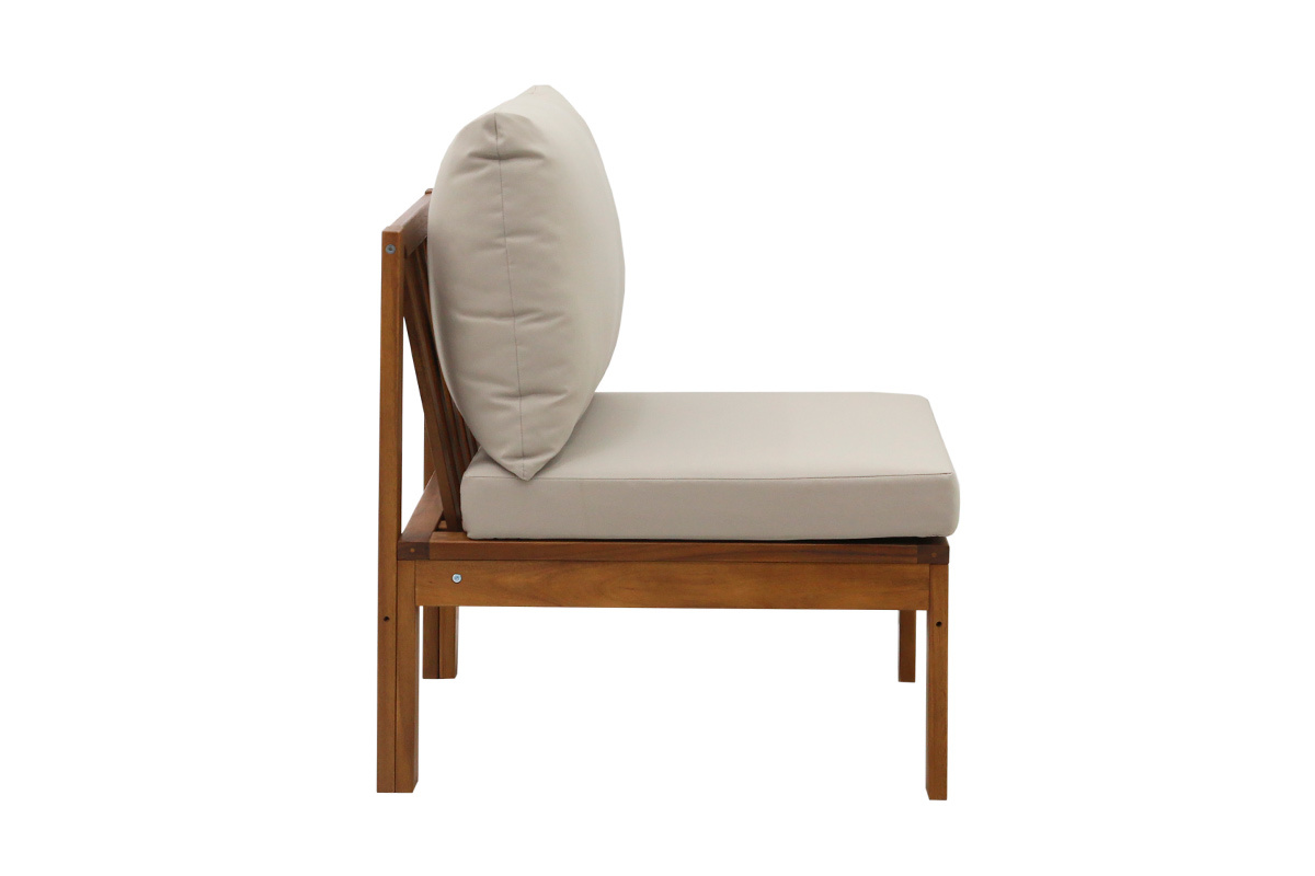 Gartensalon 3-4 Pl�tze aus massivem Holz, 2 Sets Bez�ge (taupe oder ecru) und geflochtenen Armlehnen ALOHA