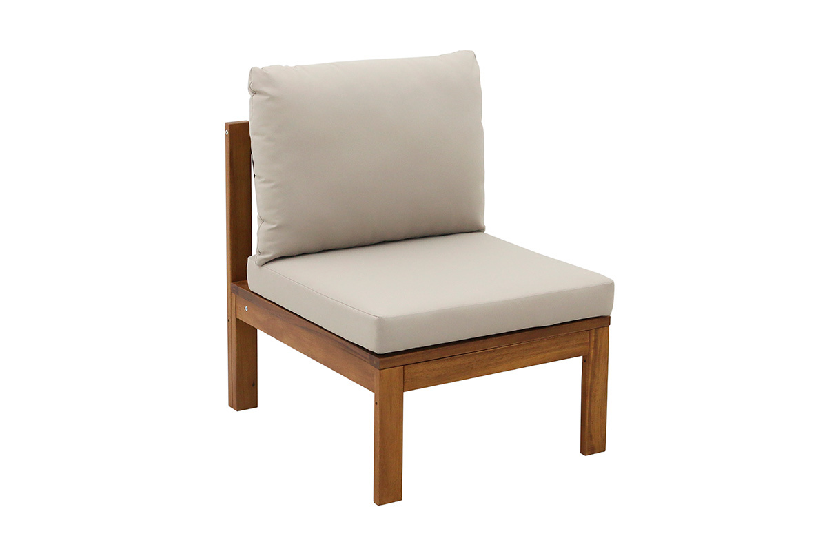 Gartensalon 3-4 Pl�tze aus massivem Holz, 2 Sets Bez�ge (taupe oder ecru) und geflochtenen Armlehnen ALOHA