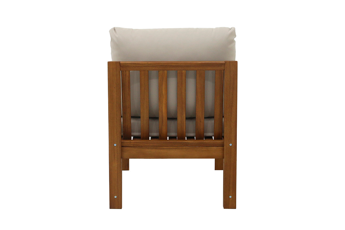 Gartensalon 3-4 Pl�tze aus massivem Holz, 2 Sets Bez�ge (taupe oder ecru) und geflochtenen Armlehnen ALOHA