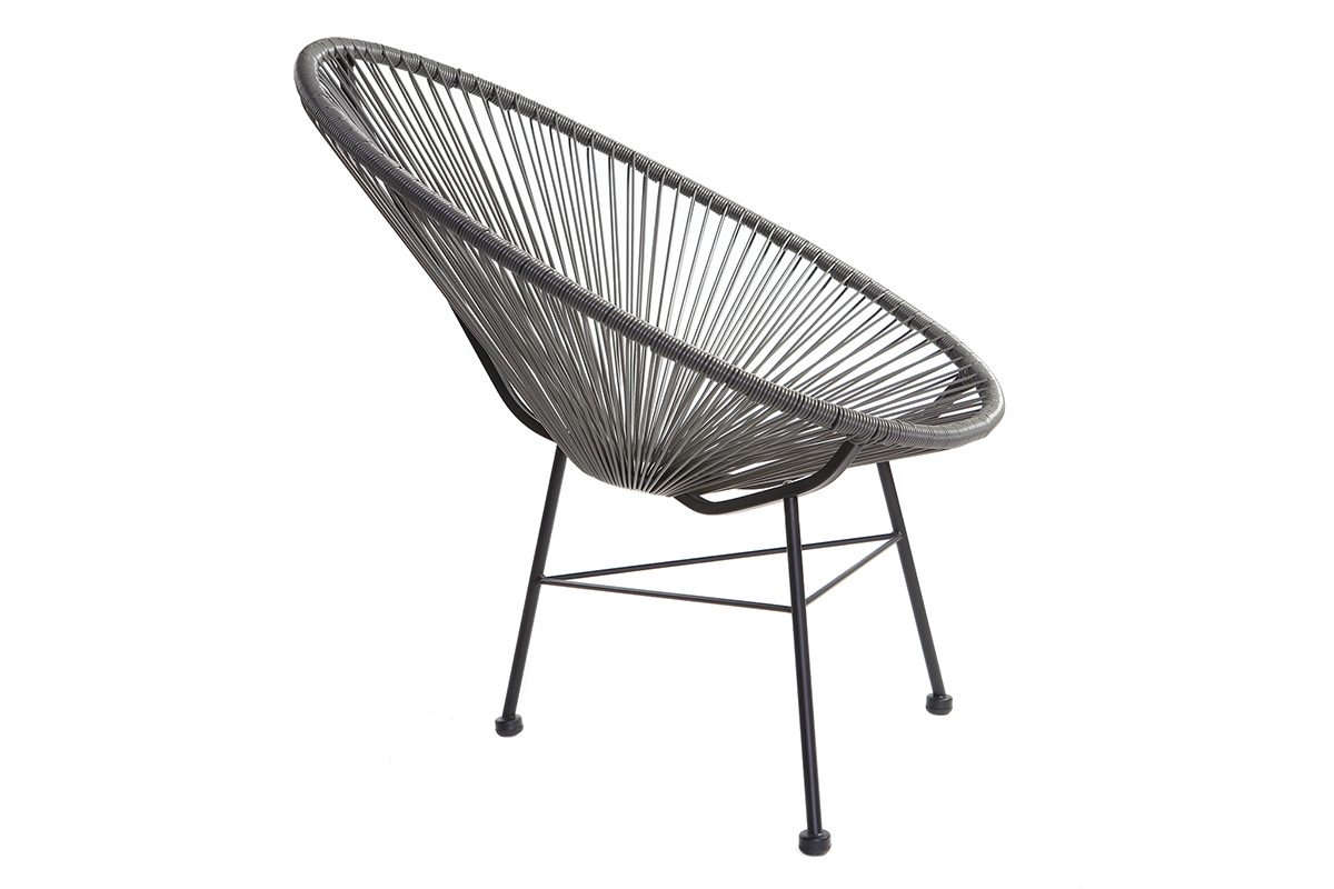 Gartensessel BELLAVISTA aus grauem Kunststoffgeflecht