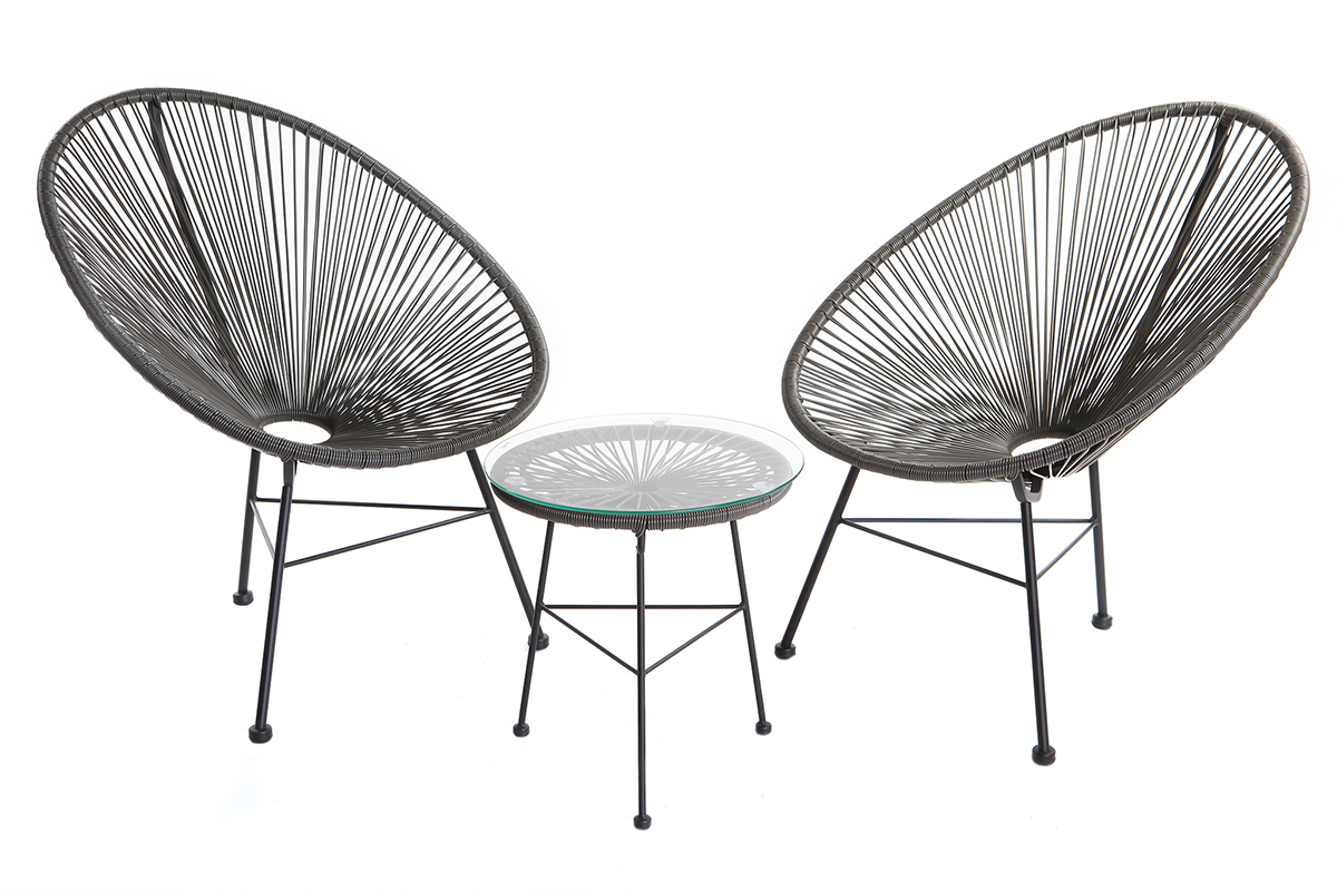 Gartensessel BELLAVISTA aus grauem Kunststoffgeflecht