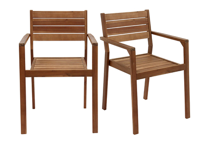 Gartensessel stapelbar aus massivem Akazienholz 2er-Set CANOPEE