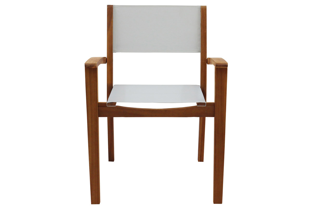Gartensessel wei und massives Akazienholz (2er-Set) ASTERA