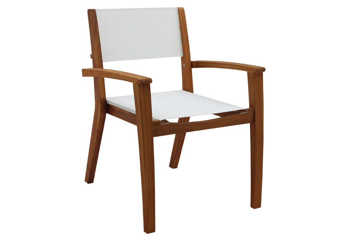 Gartensessel wei und massives Akazienholz (2er-Set) ASTERA