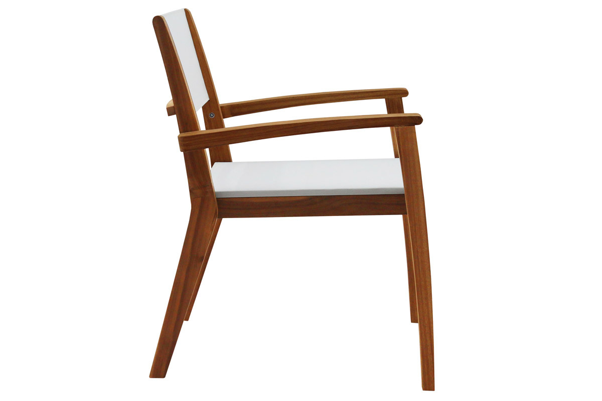 Gartensessel wei und massives Akazienholz (2er-Set) ASTERA