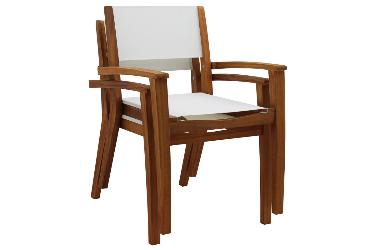 Gartensessel wei und massives Akazienholz (2er-Set) ASTERA
